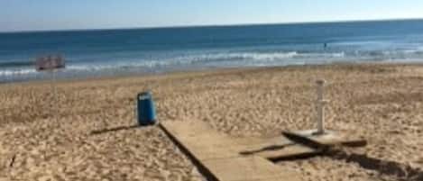 On the beach, beach towels
