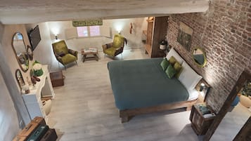 Deluxe vierpersoonskamer, 1 slaapkamer (Green Room) | Italiaanse Frette-lakens, luxe beddengoed, donzen dekbedden