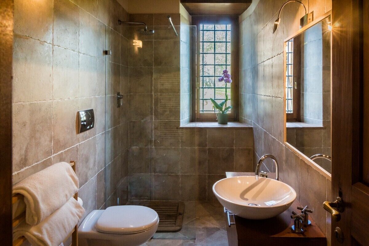 Bathtub, hair dryer, bidet, towels