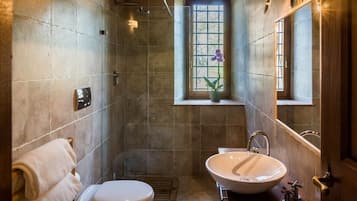 Bathtub, hair dryer, bidet, towels
