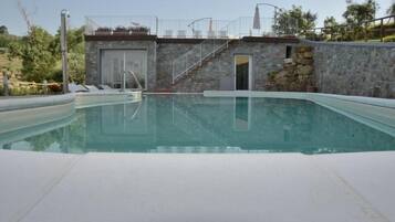 Outdoor pool, pool loungers