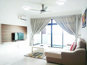Luxury Apartment, 3 Bedrooms, City View | Living area | 36-inch flat-screen TV with digital channels, TV