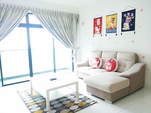 Luxury Apartment, 3 Bedrooms, City View | Living room | 36-inch flat-screen TV with digital channels, TV