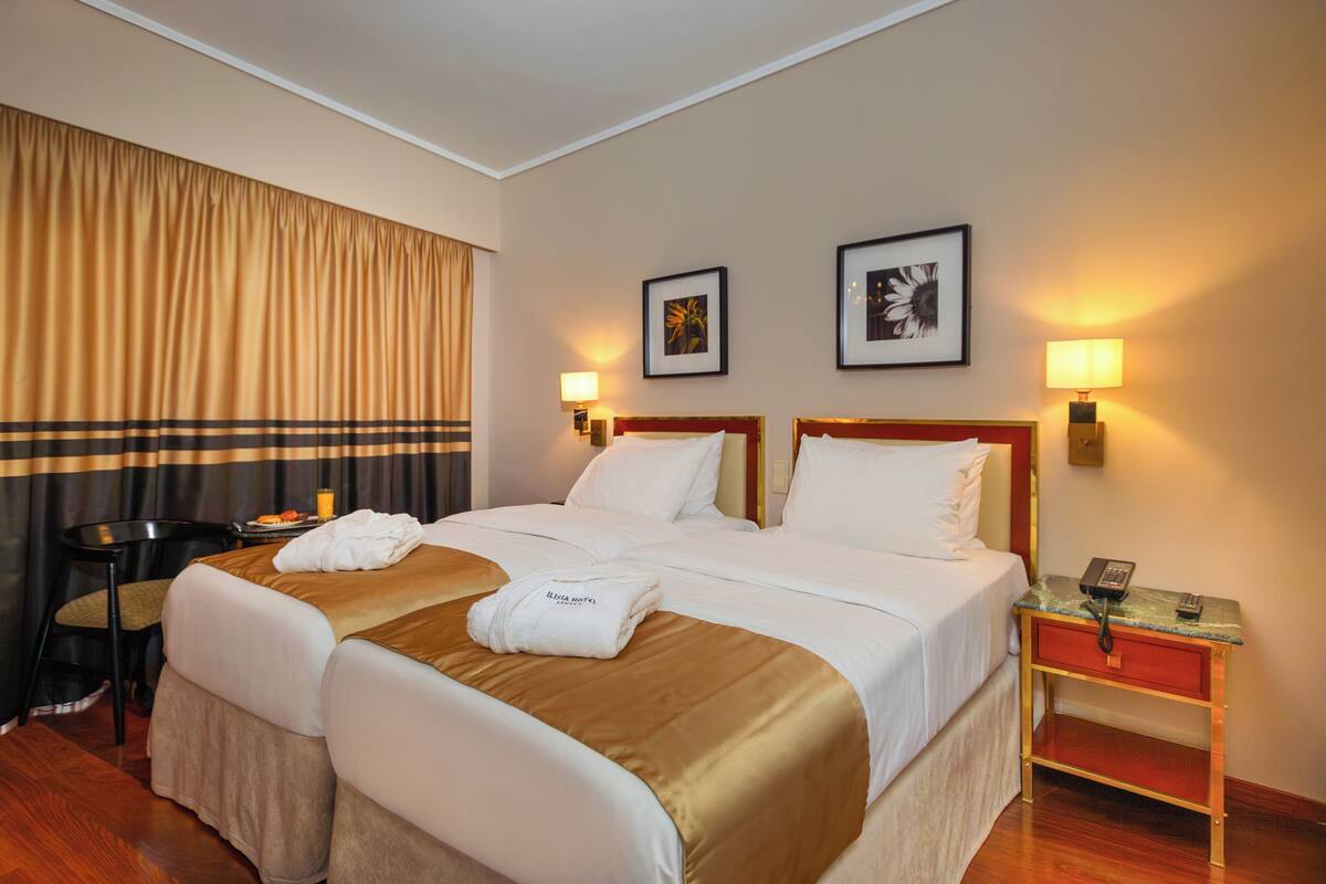Free minibar, in-room safe, desk, blackout curtains