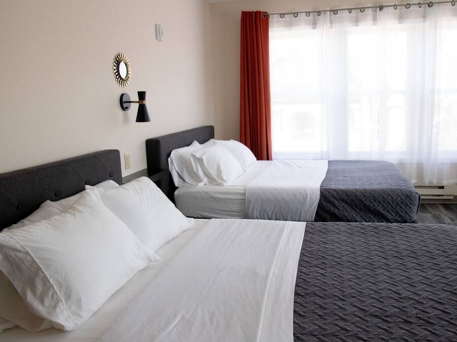 Habitación doble, 2 camas Queen size | Tabla de planchar con plancha, wifi gratis y ropa de cama