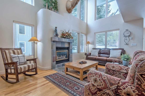 TV, caminetto, libri