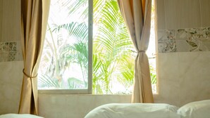 Cabana família, 1 quarto, cozinha, de frente para a praia