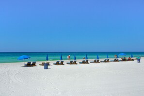 On the beach, beach towels