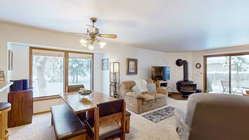 TV, fireplace, DVD player