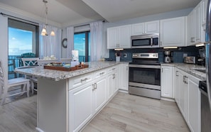 Fridge, microwave, oven, dishwasher