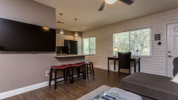 Flat-screen TV, Netflix, Hulu, streaming services