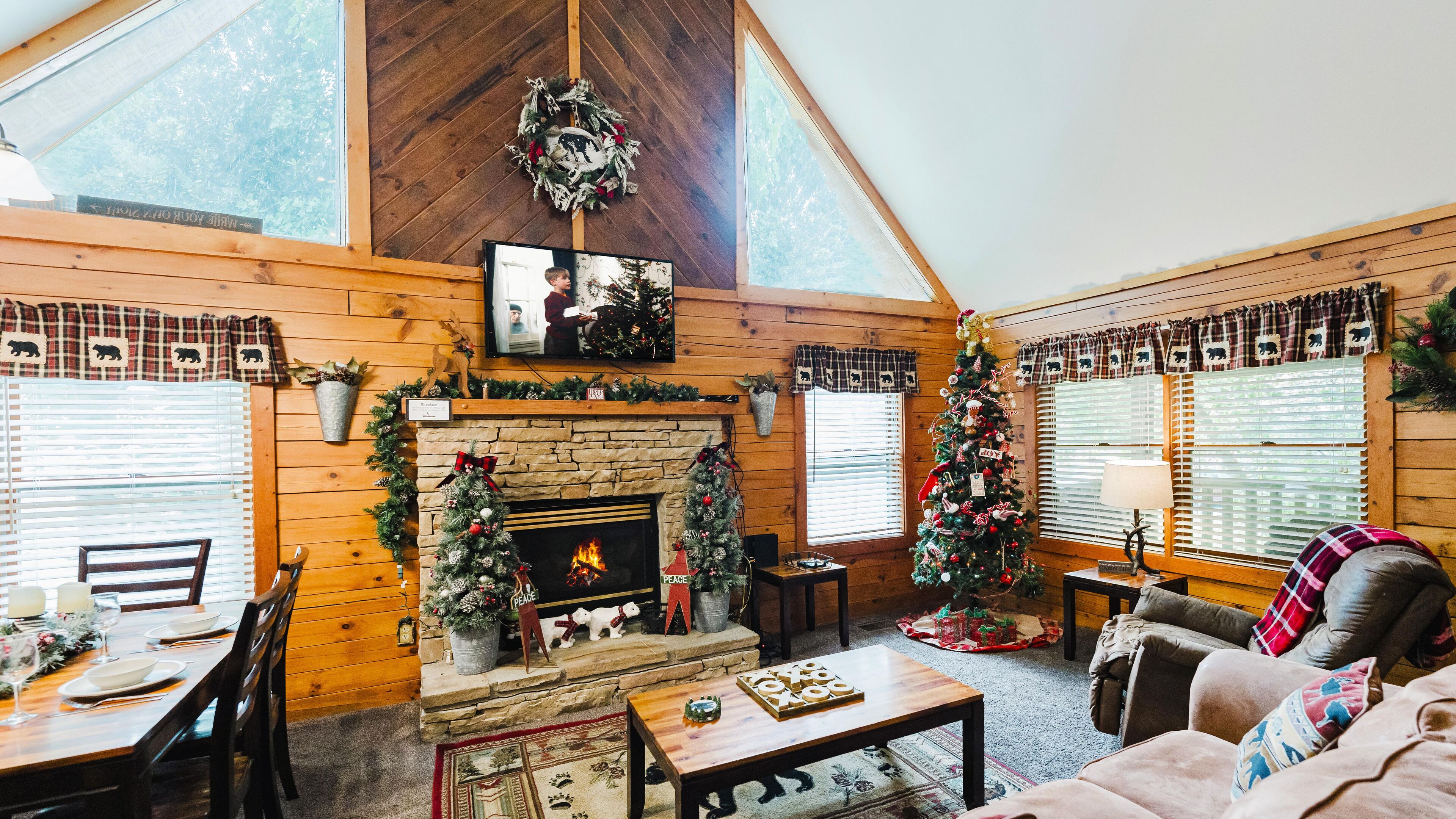 テレビ、暖炉、テレビゲーム