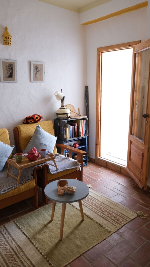 Télévision, cheminée, livres