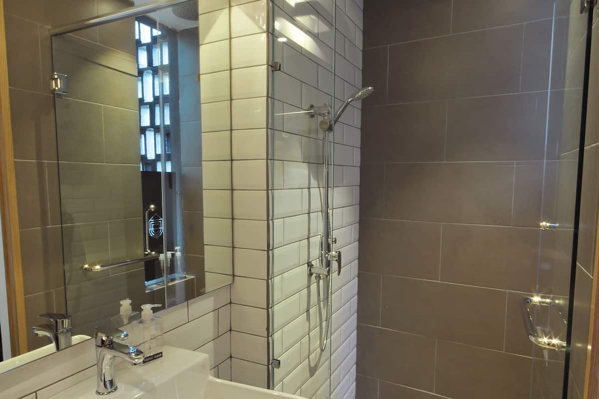 Bathroom | Shower, free toiletries, hair dryer, towels