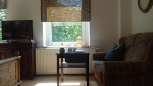 Apartment (NIKLAS +20€ cleaning fee per stay) | Living area | Flat-screen TV, fireplace - Apartment - Colorful House (Erfurt)