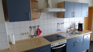 Kühlschrank, Mikrowelle, Herdplatte, Geschirrspüler