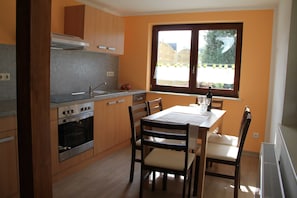 Fridge, oven, dishwasher, highchair