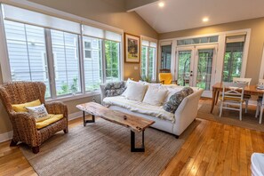 TV, fireplace, DVD player, video library