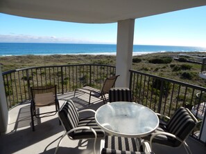 Outdoor dining - Bright and Beachy!  Ocean Front Condo at Dune Ridge (Wrightsville Beach)
