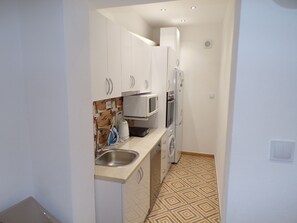Full-sized fridge, microwave, oven, stovetop