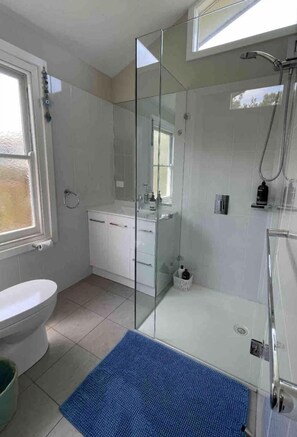 Bathtub, free toiletries, hair dryer, towels