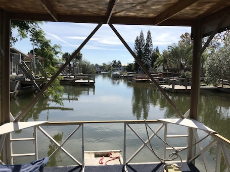 Property grounds. Hudson Beach Waterfront House with dock and canoe