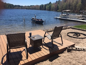 Deck with adjoining fire pit