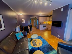 TV, video library - Spacious One-Bedroom Apartment (Eyrarbakki)