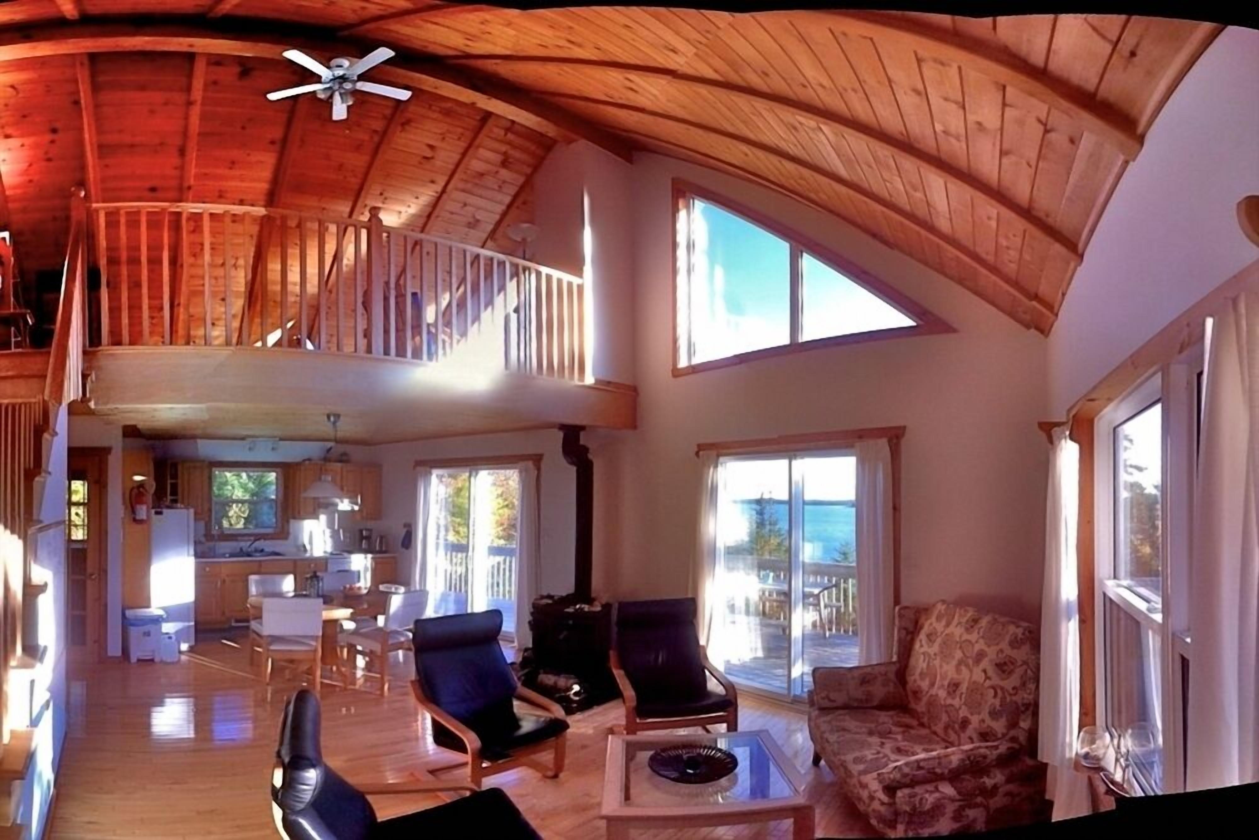open concept, living room and loft