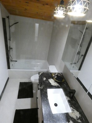 Duschwanne, Whirlpool, Haartrockner, Handtücher