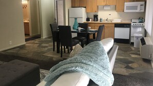 Premium Condo, 1 Bedroom, Kitchen (Unit E8) | Private kitchen | Coffee/tea maker, fridge, microwave - Parkway Suites (West Valley City)