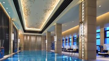 Indoor pool, open 11:00 AM to 10:00 PM, sun loungers, lifeguards on site