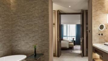 Shower, free toiletries, hair dryer, slippers