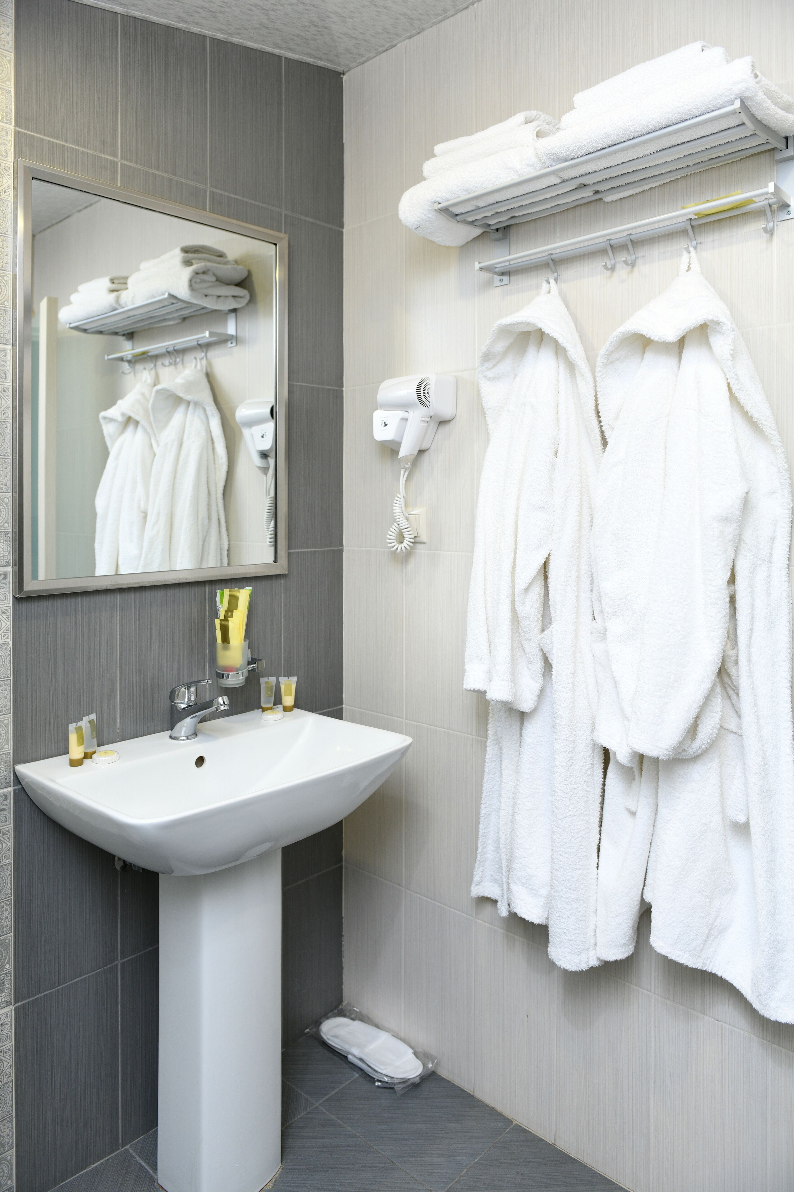 deluxe double room | bathroom | shower, rainfall showerhead, free toiletries, hair dryer