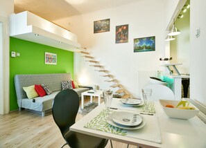 Apartment, 1 Bedroom | Living area | Flat-screen TV, DVD player - Apartment Green Wall (Zagreb)