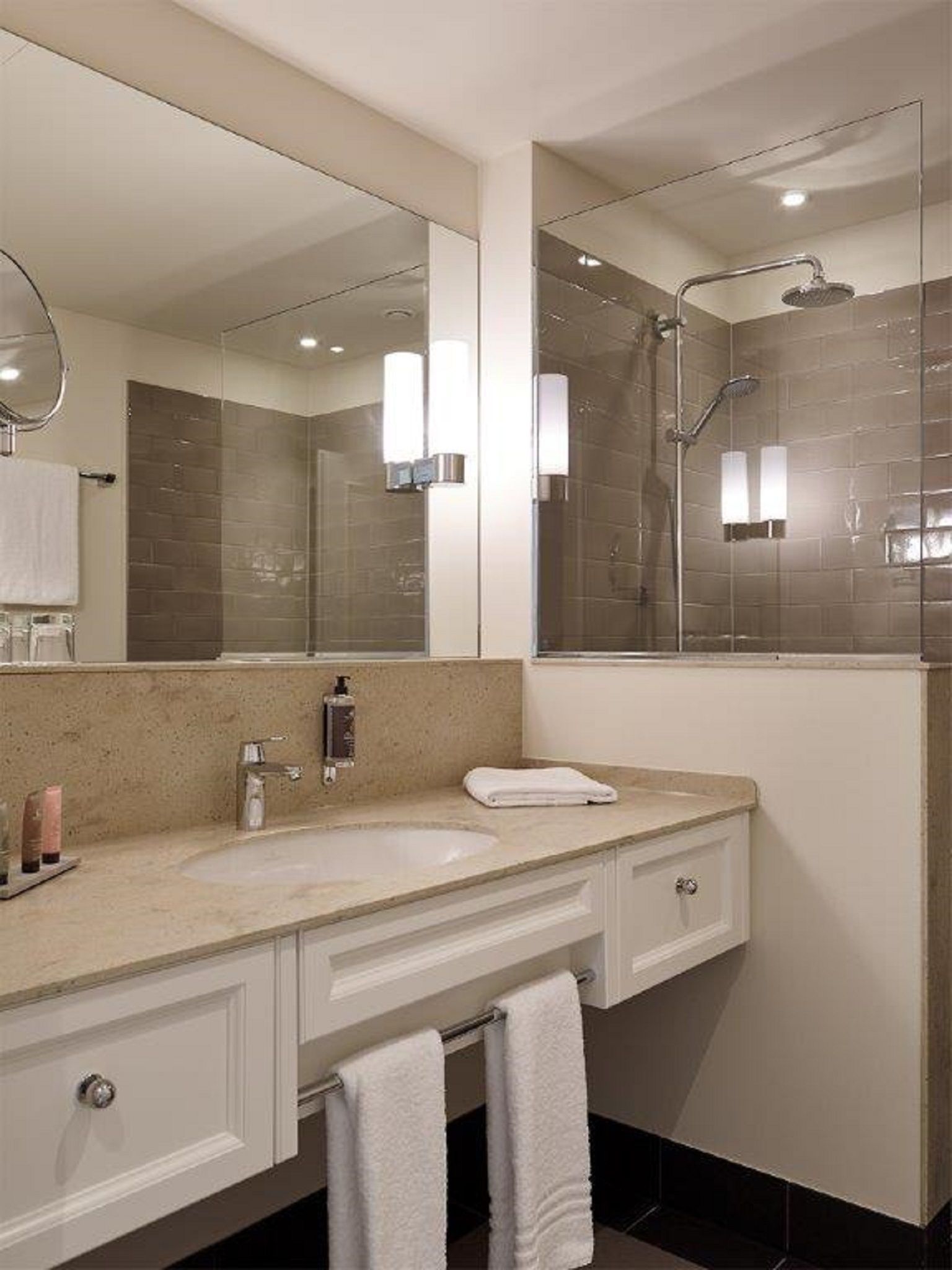 shower, free toiletries, hair dryer, bathrobes