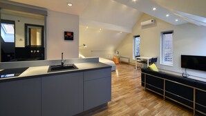 Apartment, City View | Private kitchen | Espresso maker, fridge, microwave, stovetop - Apartment Skylight (Zagreb)