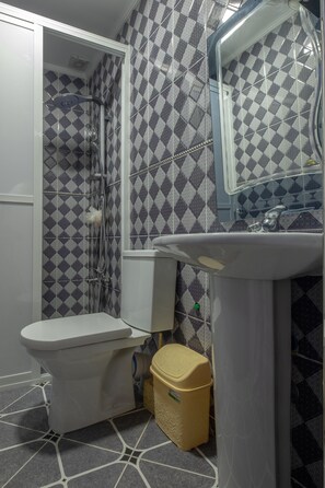 Dusche, Regendusche, Bidet, Handtücher