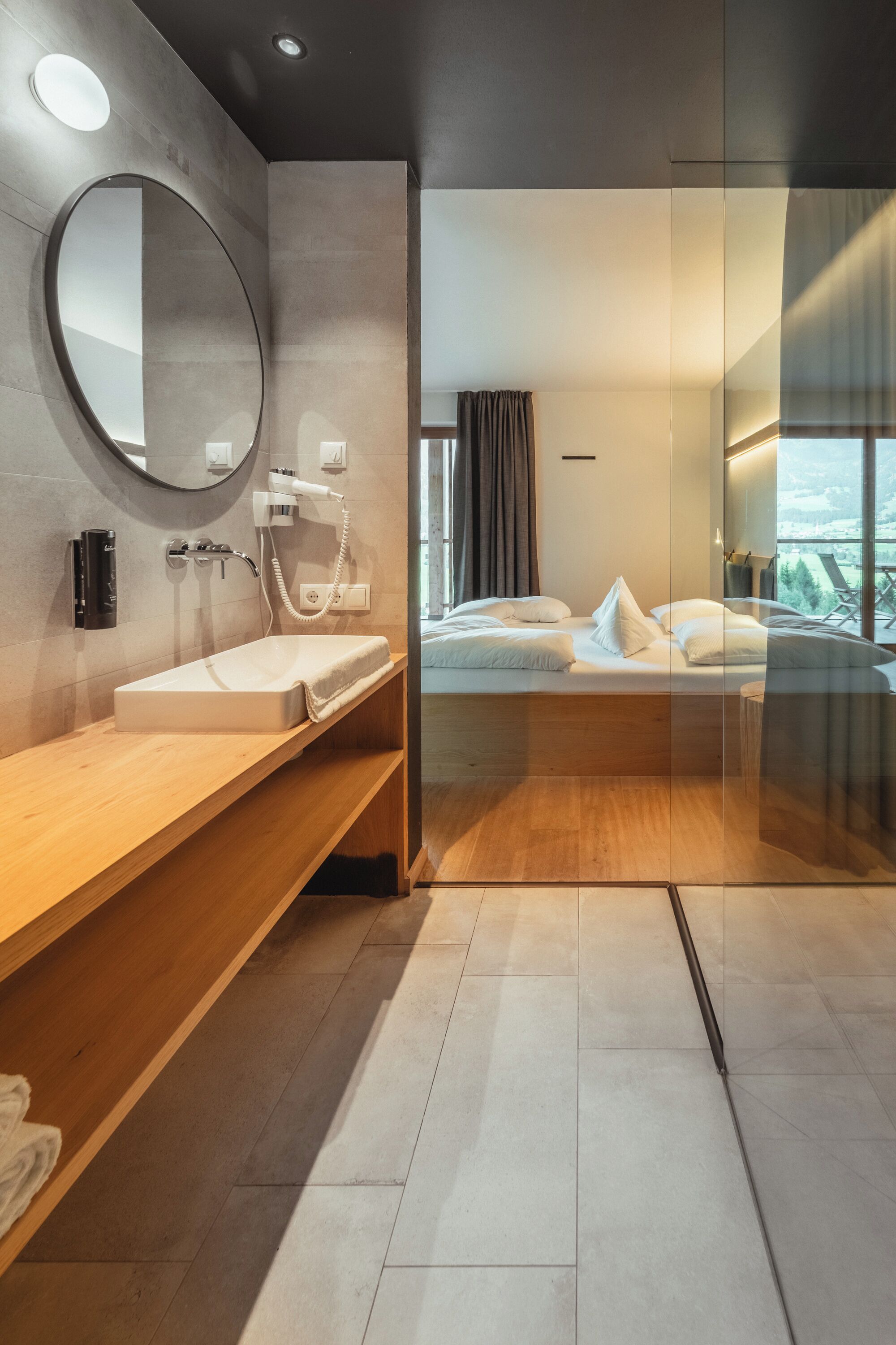 Suite, Mountainside | Bathroom | Shower, hair dryer, heated floors (bathroom), towels