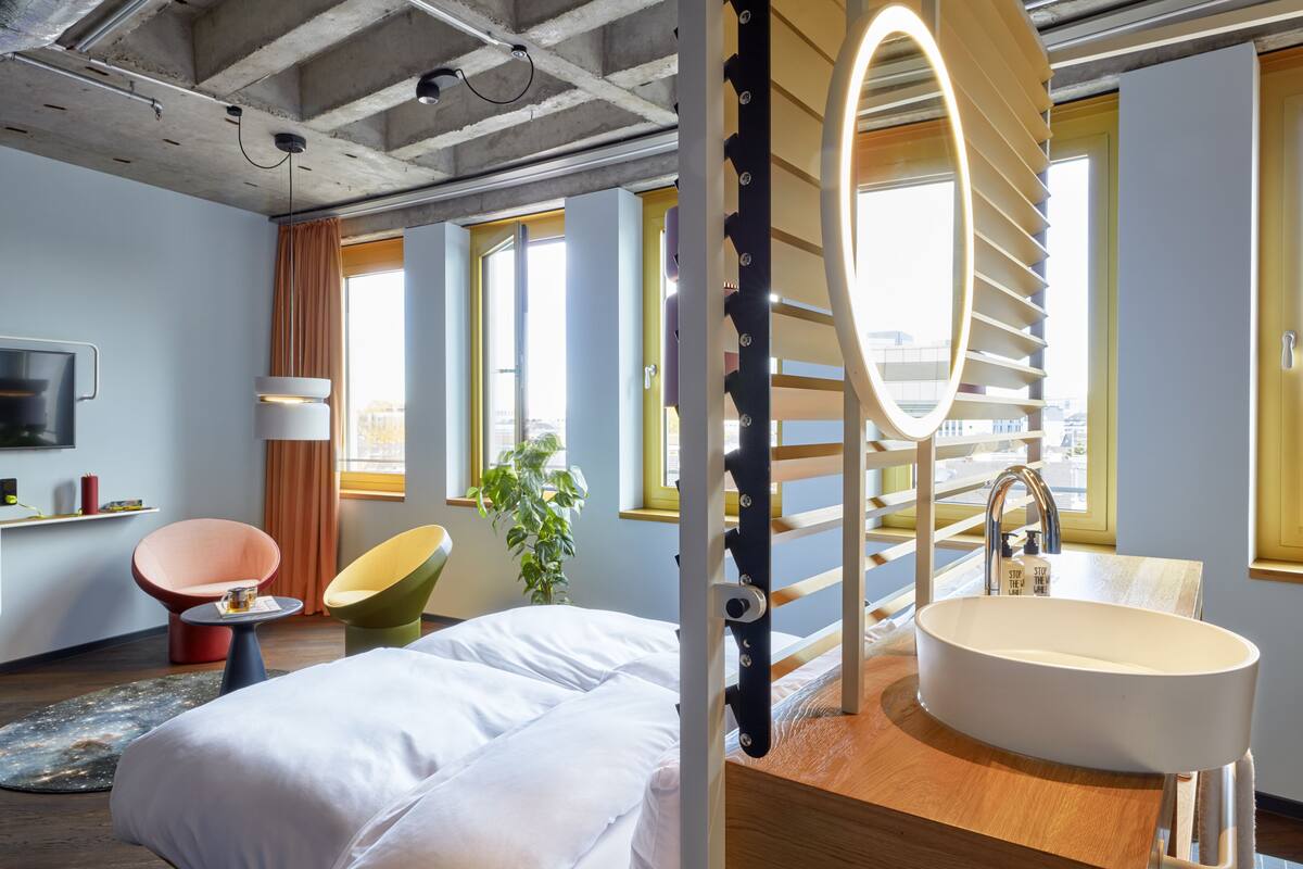 extra large | bathroom | shower, rainfall showerhead, designer toiletries, hair dryer