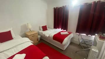 Desk, blackout curtains, iron/ironing board, free WiFi