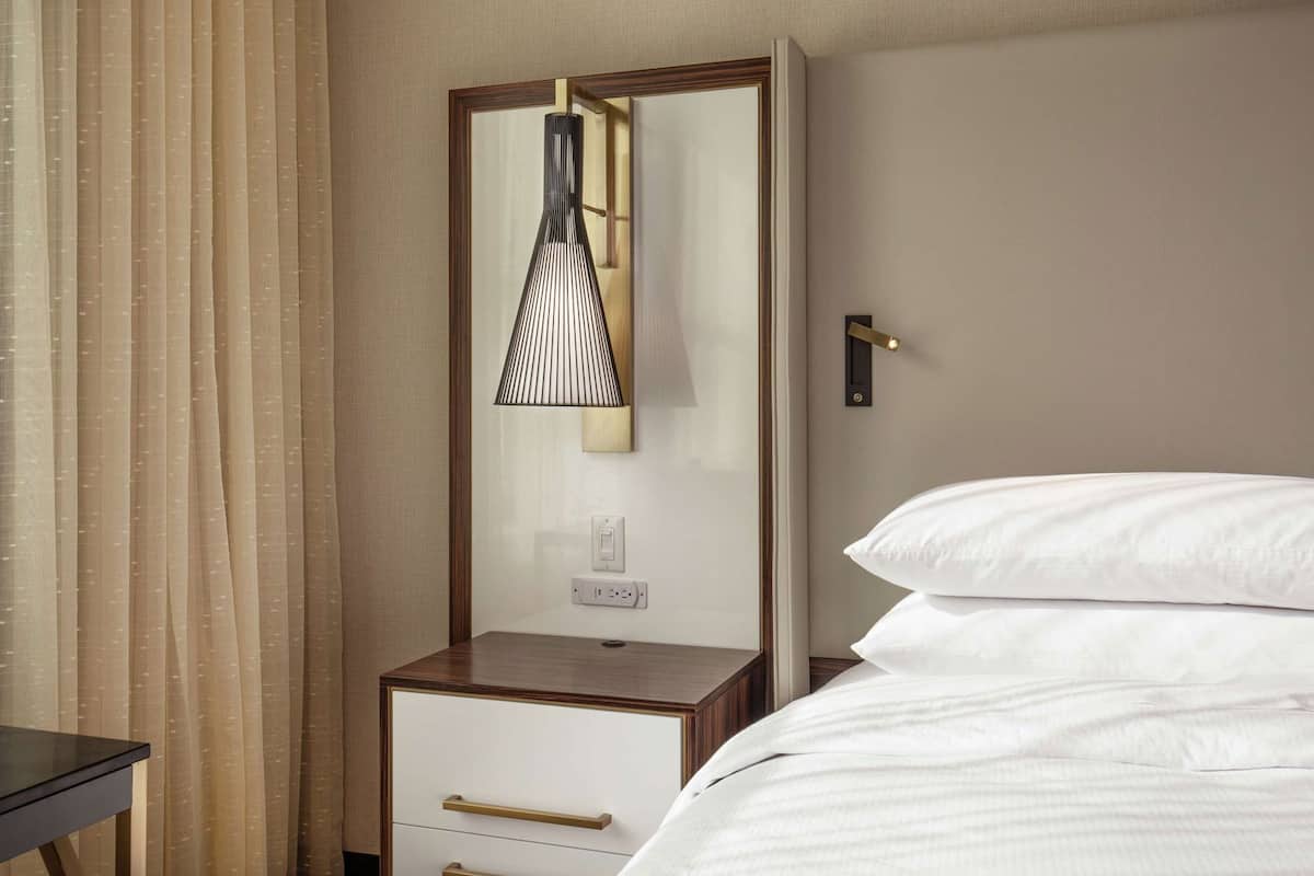 Hypo-allergenic bedding, down duvets, in-room safe, desk