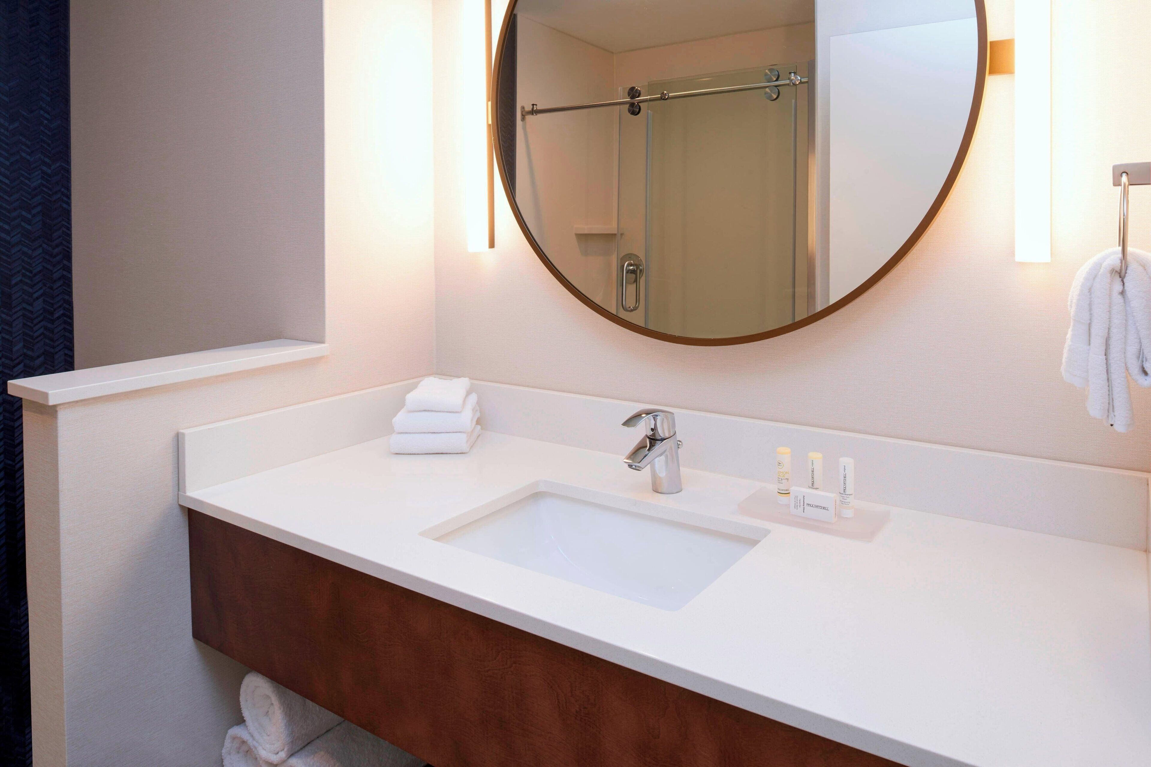 free toiletries, hair dryer, towels