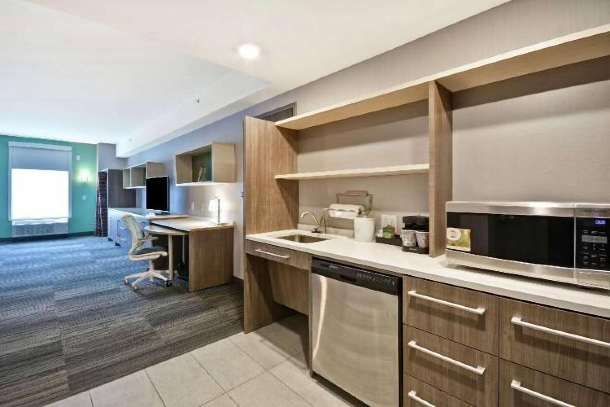 Fridge, microwave, dishwasher, coffee/tea maker