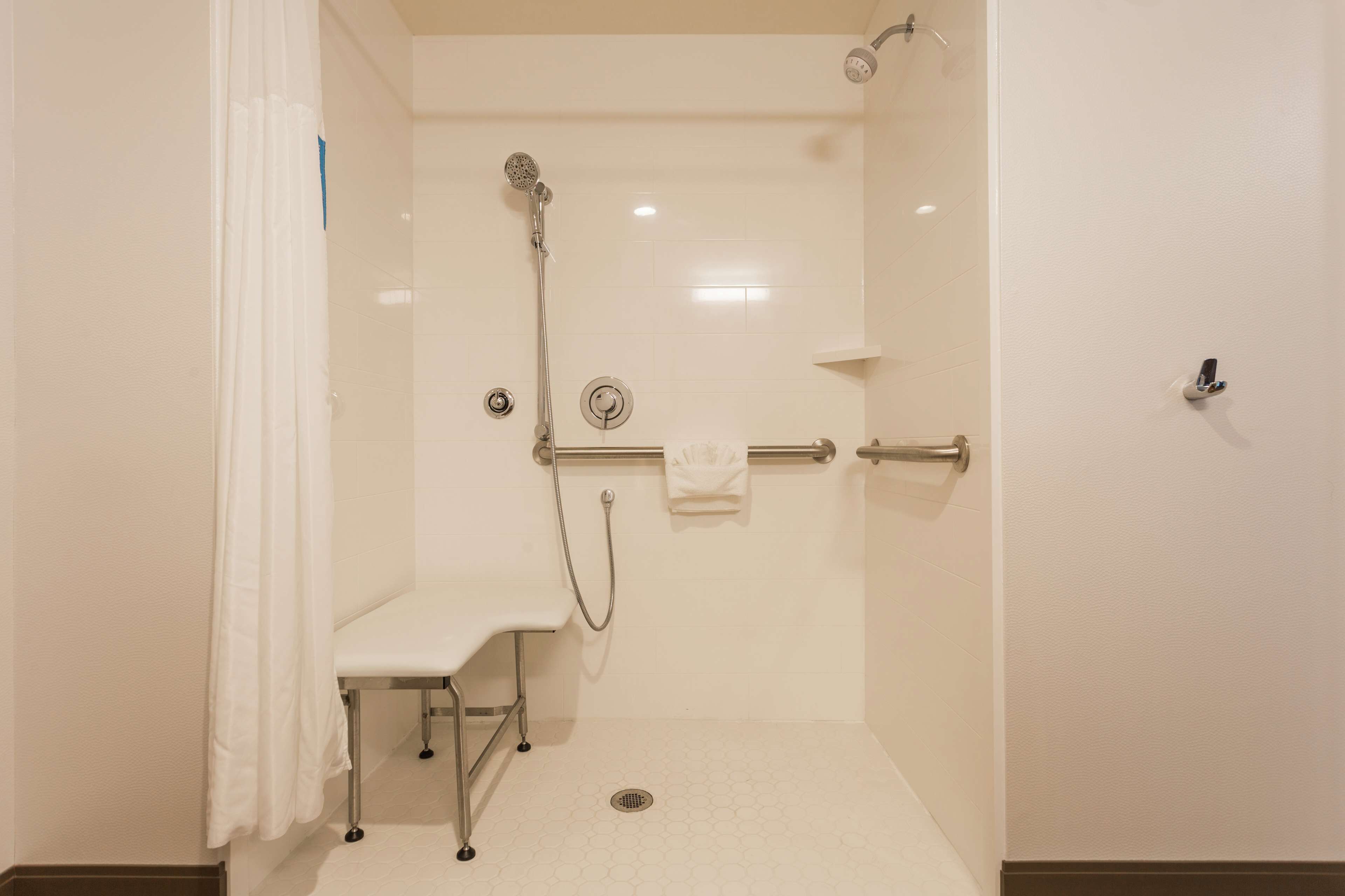 room, 2 queen beds, accessible (mobility & hearing, roll-in shower) | bathroom | free toiletries, hair dryer, towels, soap