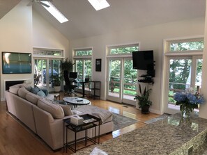 Smart TV, fireplace, video games, books