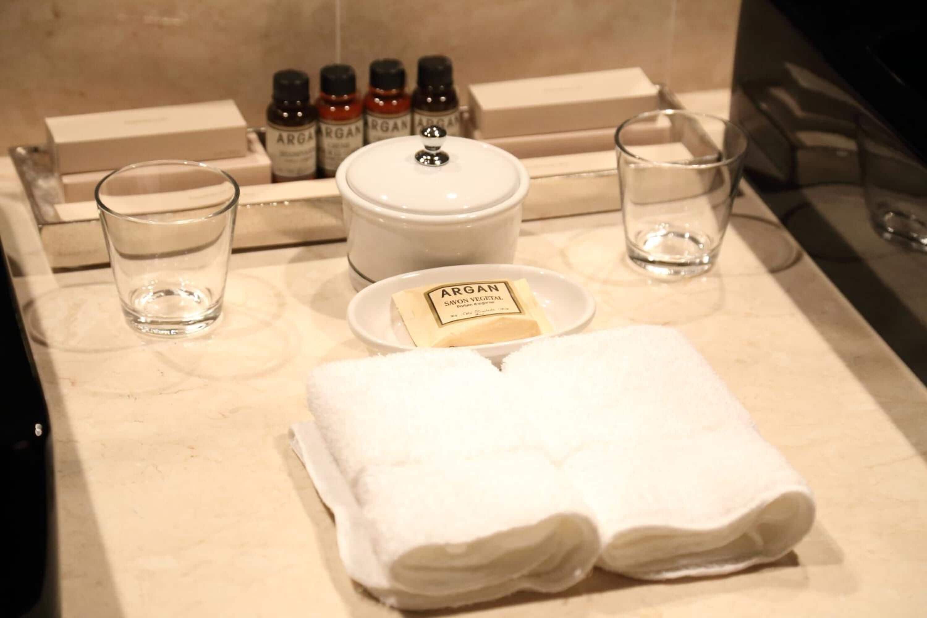 free toiletries, hair dryer, slippers, bidet