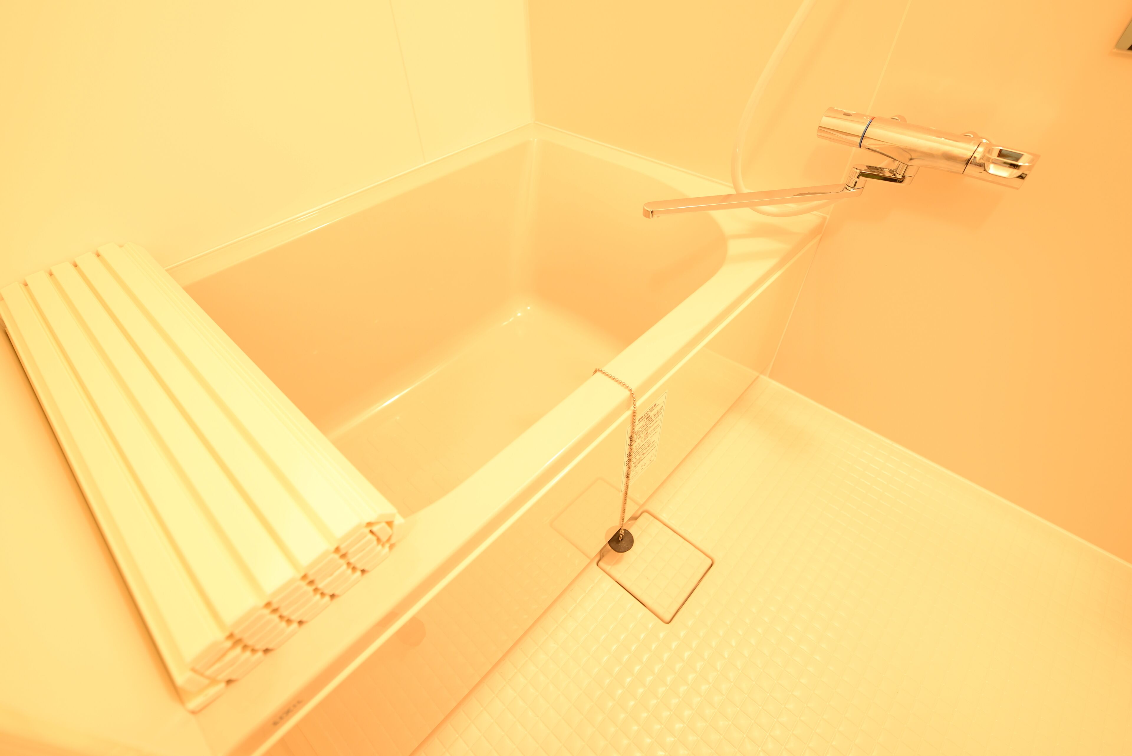 A bathtub with a showerhead and a handheld shower attachment.