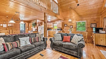 Een televisie, een open haard en een dvd-speler