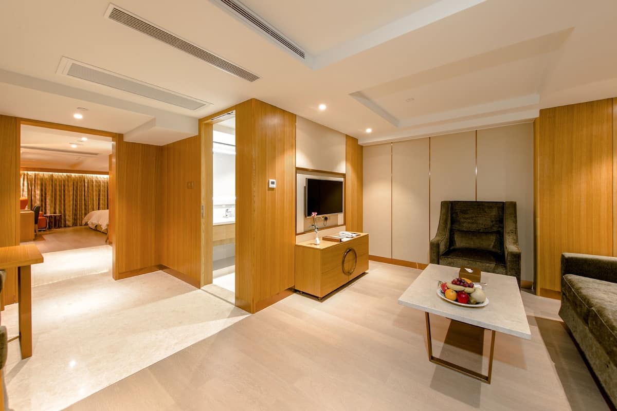 deluxe suite (partly non-smoking room (with closed window)) | minibar, in-room safe, desk, soundproofing